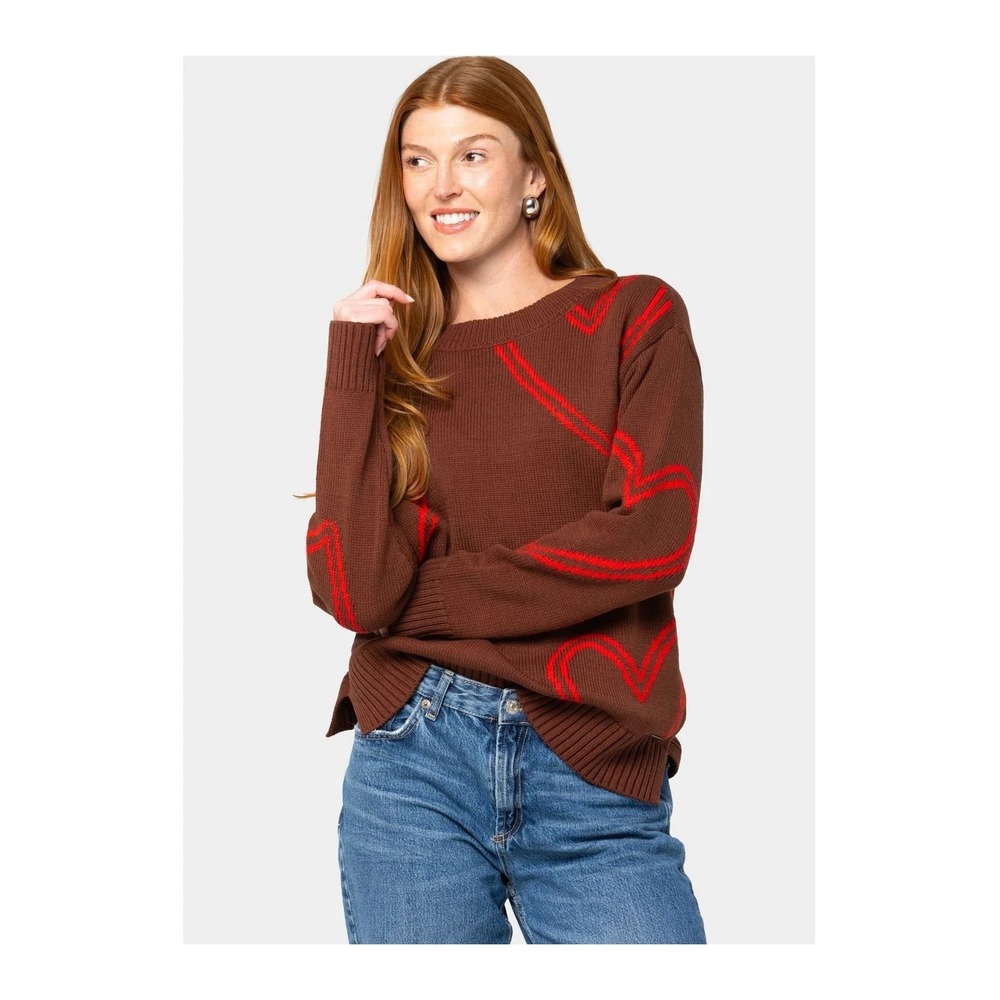 Peace Love World Women's Top Sweater Sz S: Brown  #901i